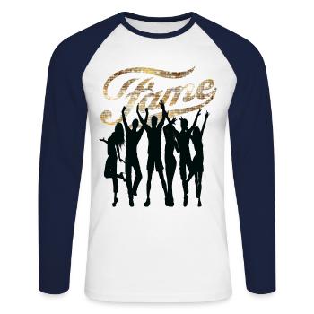 Fame party geschenke shirt - Unisex Baseballshirt langarm - Weiß/Navy - Vorne - Nik (191cm)