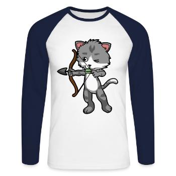 Amour Cat with Bow and Arrow Sagittarius - Unisex Long Sleeve Baseball T-Shirt - white/navy - Front - Nik (191cm)