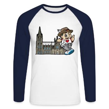 I LOVE COLOGNE Köln Kölle Kölsche Jung Kölner Dom - T-shirt baseball manches longues Homme - blanc/marine - Devant - Nik (191cm)