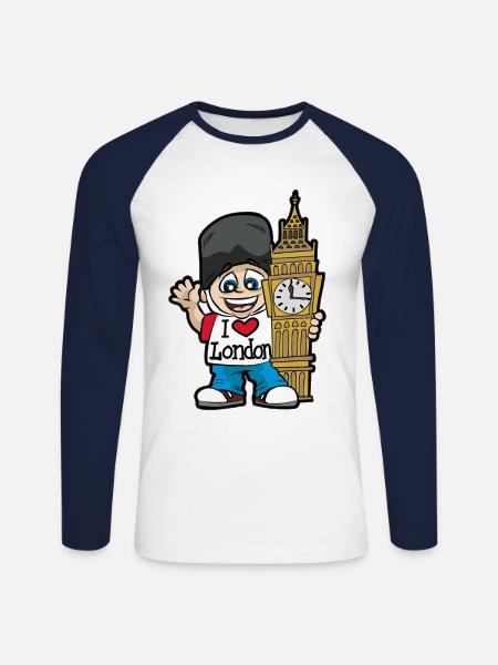 I LOVE LONDON Big Benn Tourist Tower of London UK - Unisex Long Sleeve Baseball T-Shirt - white/navy