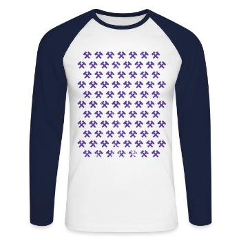 Erzgebirge marteau - T-shirt baseball manches longues Homme - blanc/marine - Devant - Nik (191cm)