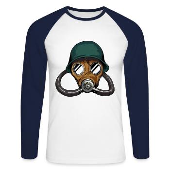 Gas Mask Military Amy Drawing Gas Pilot Flight - Unisex Long Sleeve Baseball T-Shirt - white/navy - Front - Nik (191cm)