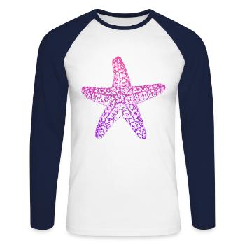 Seestern - Unisex Baseballshirt langarm - Weiß/Navy - Vorne - Nik (191cm)