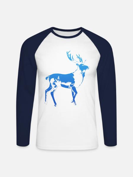 deer - Unisex Long Sleeve Baseball T-Shirt - white/navy