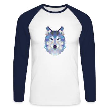 WOLFHEAD MOSAIC ART DESIGN WOLF - T-shirt baseball manches longues Homme - blanc/marine - Devant - Nik (191cm)