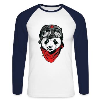 Meilleur vendeur de pilote de moto Panda - T-shirt baseball manches longues Homme - blanc/marine - Devant - Nik (191cm)