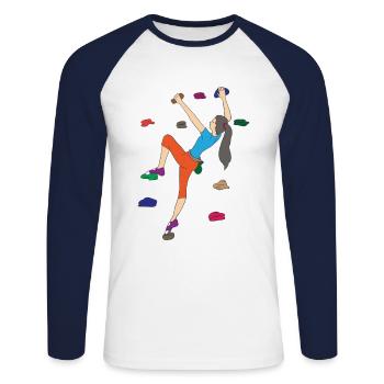 Escalade salle d’escalade escalade Bouldern cadeau - T-shirt baseball manches longues Homme - blanc/marine - Devant - Nik (191cm)