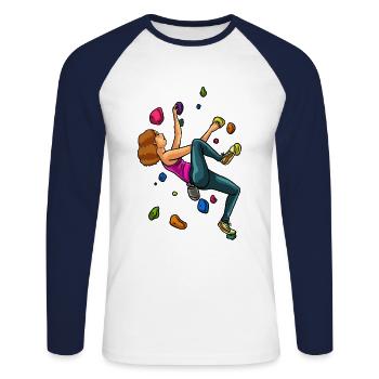 Climbing Climbing Hall Climbers Bouldering Gift - Unisex Long Sleeve Baseball T-Shirt - white/navy - Front - Nik (191cm)
