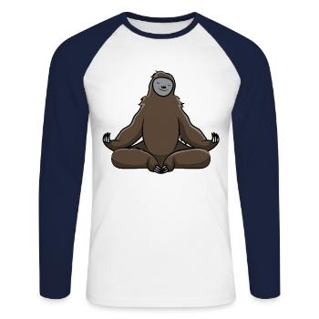 Sloth Relax Lazy Sweet Animal Love Gift - Unisex Long Sleeve Baseball T-Shirt - white/navy - Front - Nik (191cm)