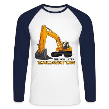 Cadeau drôle de travailleur de conducteur de dragage d'excavatrice - T-shirt baseball manches longues Homme - blanc/marine - Devant - Nik (191cm)