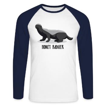 Cadeau sucré drôle de blaireau de miel de blaireau - T-shirt baseball manches longues Homme - blanc/marine - Devant - Nik (191cm)
