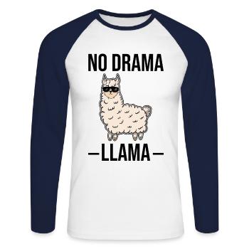Lama No Drama Lustig Geek Süß Geschenk Brille - Unisex Baseballshirt langarm - Weiß/Navy - Vorne - Nik (191cm)