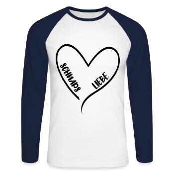 alcool amour amour fête cadeau coeur - T-shirt baseball manches longues Homme - blanc/marine - Devant - Nik (191cm)