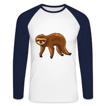 Sloth Relax Lazy Sweet Animal Love Gift - Unisex Long Sleeve Baseball T-Shirt - white/navy - Front - Nik (191cm)