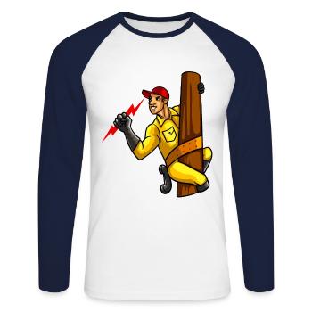Lineman Elektriker Amerika Flagge Usa Geschenk - Unisex Baseballshirt langarm - Weiß/Navy - Vorne - Nik (191cm)