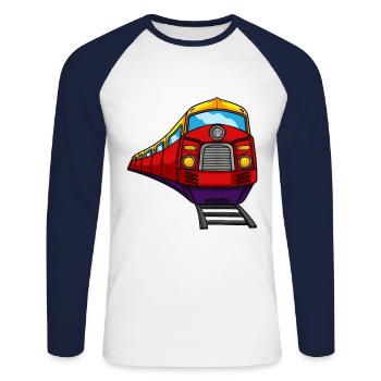 Zug Lokomotive Dampflok Eisenbahn Bahn Geschenk - Unisex Baseballshirt langarm - Weiß/Navy - Vorne - Nik (191cm)