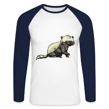 Cadeau sucré drôle de blaireau de miel de blaireau - T-shirt baseball manches longues Homme - blanc/marine - Devant - Nik (191cm)