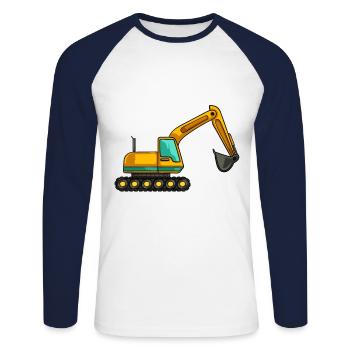 Cadeau drôle de travailleur de conducteur de dragage d'excavatrice - T-shirt baseball manches longues Homme - blanc/marine - Devant - Nik (191cm)