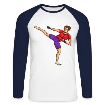 MMA Combat d'Arts Martiaux Mixtes d'Arts Martiaux - T-shirt baseball manches longues Homme - blanc/marine - Devant - Nik (191cm)