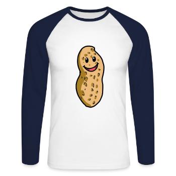 joyeux cacahuète émotion sentiments émotion heureuse - T-shirt baseball manches longues Homme - blanc/marine - Devant - Nik (191cm)