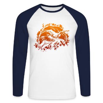 eagle head - Unisex Long Sleeve Baseball T-Shirt - white/navy - Front - Nik (191cm)