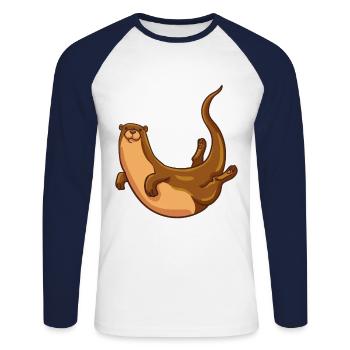 Loutre Aquarius Loutre Cadeau Loutre Nain - T-shirt baseball manches longues Homme - blanc/marine - Devant - Nik (191cm)