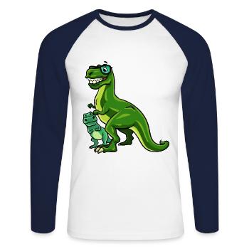 Dinosaurier Dino T-Rex Papa Vater Papi Geschenk - Unisex Baseballshirt langarm - Weiß/Navy - Vorne - Nik (191cm)