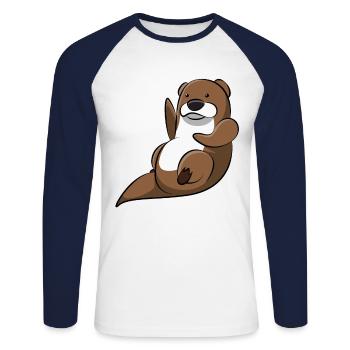 Loutre Aquarius Loutre Cadeau Loutre Nain - T-shirt baseball manches longues Homme - blanc/marine - Devant - Nik (191cm)
