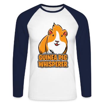 Cadeau d'amour Whisperer Pet Cochon d'Inde - T-shirt baseball manches longues Homme - blanc/marine - Devant - Nik (191cm)