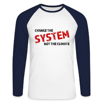 Student demo against climate change - Unisex Long Sleeve Baseball T-Shirt - white/navy - Front - Nik (191cm)