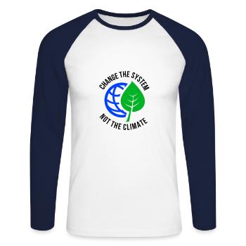 Student demo against climate change - Unisex Long Sleeve Baseball T-Shirt - white/navy - Front - Nik (191cm)