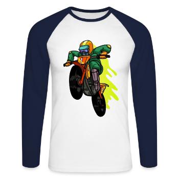 Motocross Fahrer Motorrad Usa Amerika Geschenk - Unisex Baseballshirt langarm - Weiß/Navy - Vorne - Nik (191cm)