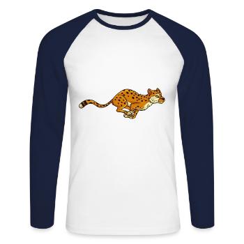 Cheetah Pumas Jaguar Leopard Predator Animal Gift - Unisex Long Sleeve Baseball T-Shirt - white/navy - Front - Nik (191cm)