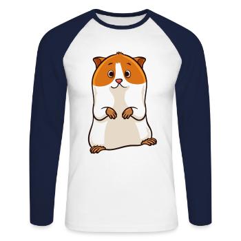 Cobaye animal de compagnie chuchoteur amour cadeau - T-shirt baseball manches longues Homme - blanc/marine - Devant - Nik (191cm)