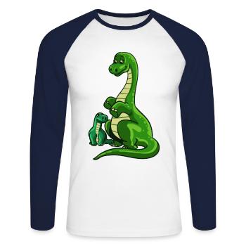Dinosaure Dino T-Rex maman maman cadeau maman - T-shirt baseball manches longues Homme - blanc/marine - Devant - Nik (191cm)