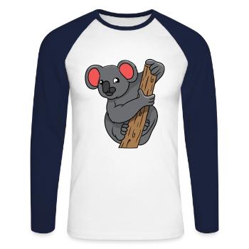 Koala Panda Panda Ours Drôle d’amour des animaux cadeau - T-shirt baseball manches longues Homme - blanc/marine - Devant - Nik (191cm)