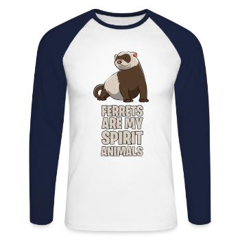 Frettchen Douceurs Drôles Amants Animaux de compagnie Cadeau - T-shirt baseball manches longues Homme - blanc/marine - Devant - Nik (191cm)