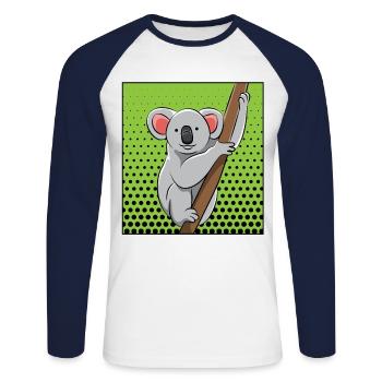 Koala Panda Panda Ours Drôle d’amour des animaux cadeau - T-shirt baseball manches longues Homme - blanc/marine - Devant - Nik (191cm)