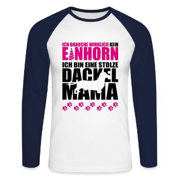 Je n’ai pas besoin d’une licorne. - T-shirt baseball manches longues Homme - blanc/marine - Devant - Nik (191cm)