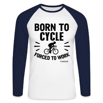 Cycliste vélo sport roue roue cadeau vélo de route - T-shirt baseball manches longues Homme - blanc/marine - Devant - Nik (191cm)