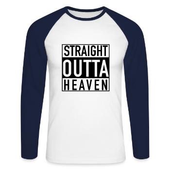 Chemise cadeau STRAIGHT OUTTA HEAVEN - T-shirt baseball manches longues Homme - blanc/marine - Devant - Nik (191cm)