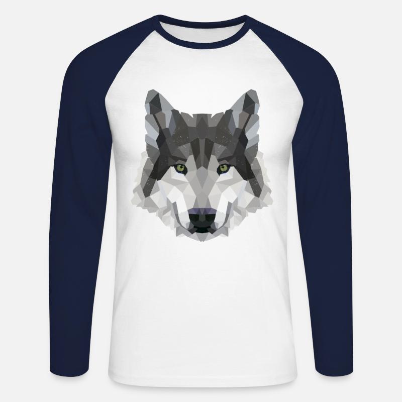 POLYGON WOLF Husky Wolves Wildlife America - Unisex Long Sleeve Baseball T-Shirt - white/navy