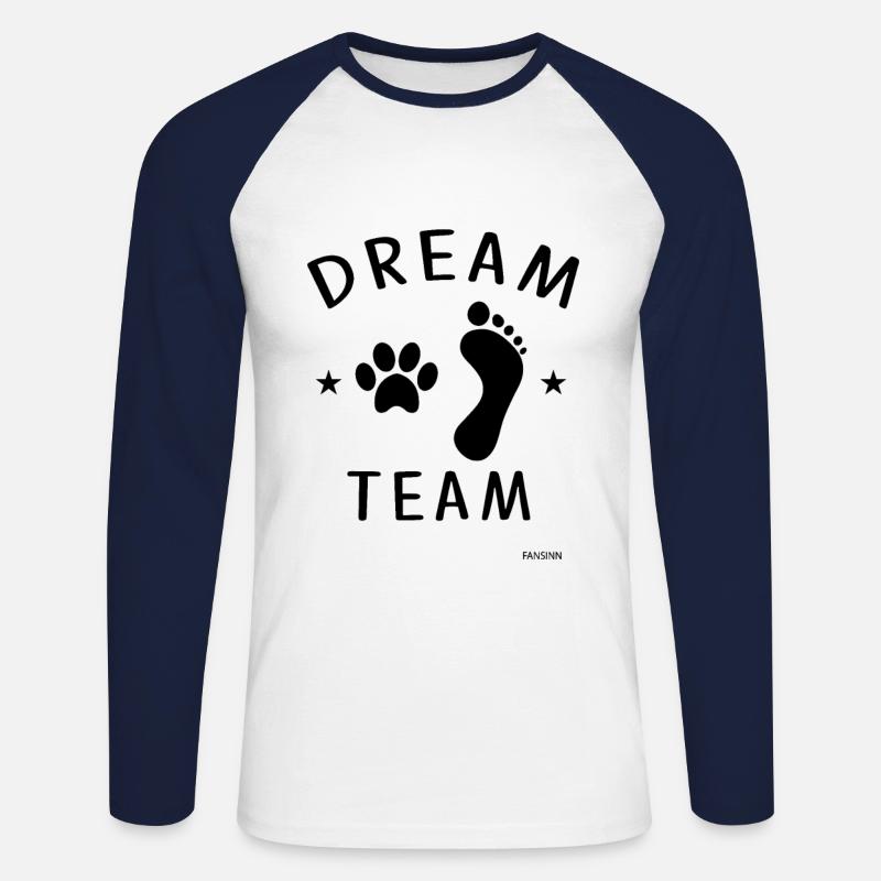 Dream Team Katze - Unisex Baseballshirt langarm - Weiß/Navy