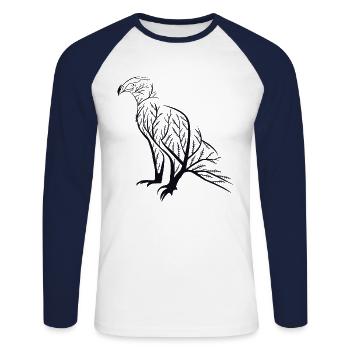 Adler Eagle Vogel Greifvogel - Unisex Baseballshirt langarm - Weiß/Navy - Vorne - Nik (191cm)