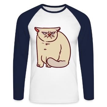 Montag Morgen Genervte Katze Demotiviert genervt - Unisex Baseballshirt langarm - Weiß/Navy - Vorne - Nik (191cm)