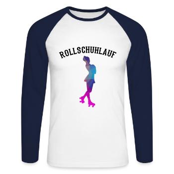 Rollkunstlauf Rollschuhe Pirouette Rollschuhlauf - Unisex Baseballshirt langarm - Weiß/Navy - Vorne - Nik (191cm)