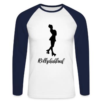 Rollkunstlauf Rollschuhe Pirouette Rollschuhlauf - Unisex Baseballshirt langarm - Weiß/Navy - Vorne - Nik (191cm)