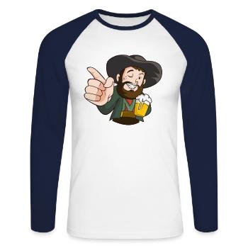 Andreas Hofer Mander’s isch Zeit - T-shirt baseball manches longues Homme - blanc/marine - Devant - Nik (191cm)
