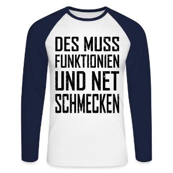 Function Net Taste - Unisex Long Sleeve Baseball T-Shirt - white/navy - Front - Nik (191cm)