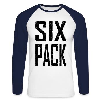 Sixpack - Unisex Baseballshirt langarm - Weiß/Navy - Vorne - Nik (191cm)
